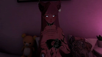 Shy slut mounts her twat with new toy she got in the mail ~ VRChat