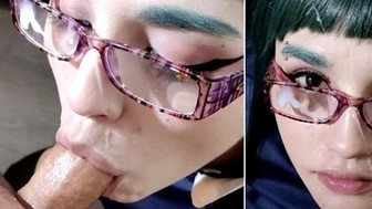 Maki Keeps Swallowing After Big Sperm Load, Cumshot sperm shot In The Glasses