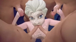 Elsa Frozen Bukkake Blowbang 3D Anime