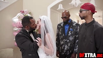 Skinny bride Aften Opal group nailed by 5 humongous ebony penises before wedding