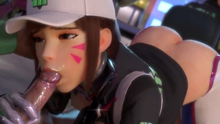 Overwatch porn D.Va climax in a public place from a humongous schlong Rule34 3D Animation