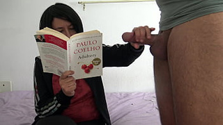 french home-made stepmom makes him jizz while reading
