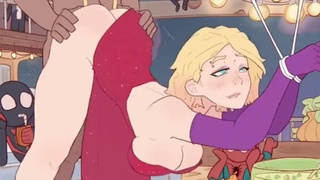 Wide Gwen Stacy gets rammed from rear-end Spiderman spiderverse asian cartoon