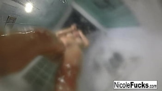Attractive Pornstar Nicole Aniston takes a long steamy shower