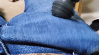 Real Homemade Massage Gun On Dong Through Jeans Amateur Porn