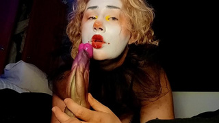 ruining my clown makeup with drooly oral sex