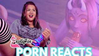 SUCCUBUS GIANTESS AND FUTANARI PENISES ! - Egirl ExotiqFox Asian cartoon Reaction & Gooning Solo Masturbate