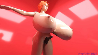 Red-head futa breast expansion growth (3d animation)