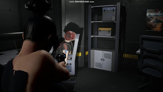 Ada Wong against parasites. We get out of the voyeur laboratory. resident Evil