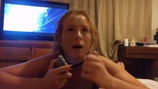 Hot Blonde MILF Blowjob while Talking by Phone