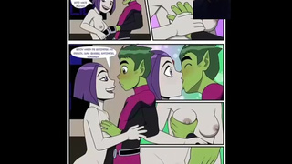 Teeny Titans - Robin rides Starfire X Raven group-sex