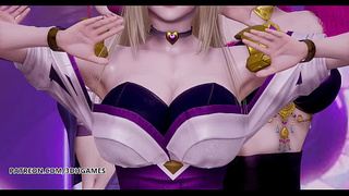 [MMD] Dark Pink - How You Like That Attractive Striptease Ahri Akali Evelynn Kaisa League of Legends KDA Uncensored Asian cartoon