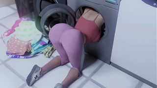 OMG His Enormous Booty Busty MILF StepMom looks so SWEET while doing Laundry! He Seduces and Kisses Alluring Giant Booty MILF - Heart Problems 13 3D Cartoon Porn Games