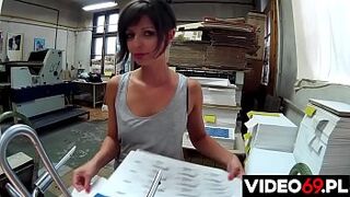 Polish porn - Horny chick at the print shop