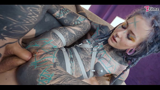 heavy tattoo bitch ANUSKATZZ DAP, ANAL, swallow, gape, prolapse, split tounge suck job - (goth, punk, alt porn) ZF006