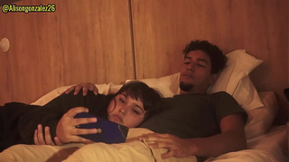Watching a sex tape with my stepfather and I accidentally swallowed his schlong (they almost discovered us)