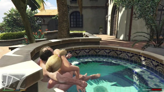 Tracey Cheats her BF with Trevor in the Pool! Bj and Anal sex! GTA Free Porn