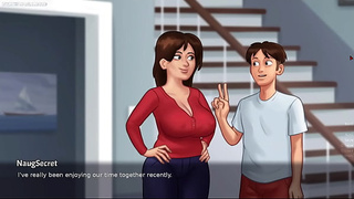 Sexy Stepmom Debbie in Seductive Fine Dress Begs Him to Kiss Her - Summertime Saga 3D Porn Game