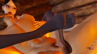 Boruto Cartoon - Sarada Footjob to a large dick - Japanese Asian Manga Cartoon Cartoon 3D Porn