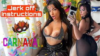 Charming famous HISPANIC PORNSTAR EMANUELLY RAQUEL naughty talking some fine joi jerk off instructions TEASING AND BJ IN CARNAVAL MOOD