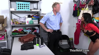 Hispanic milf suspect with behind plug gags on officers schlong