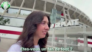 I meet a football fan in front of the stadium and we fuck before the game