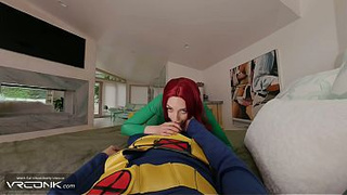 VR Conk: Hot Red-head Jean Grey in Heels Mounts a Gigantic Prick In X-studs 97 Cospaly Parody pt.one