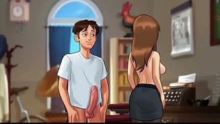 Sex with Natural Body MILF Alone in Her Office - Summertime Saga 28 By DarkCookie - 3D Porn Game