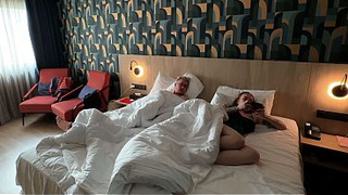 Step Mom Shocked When Step Son Cum-shot Her Face in Hotel Share Bed!