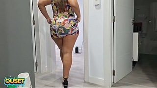 Sweet friend with a monstrous booty visits me in her short dress!! Amateur Hispanic porn!!