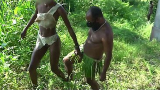 Pulled by the cock from 1 village to an other by horny tribe female for sex on a tree