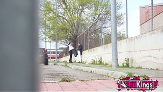 University slut blows rod on the street and is recruited for porn. Fedora Morelli, the easiest slut on FAKing