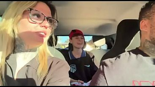 I found a windshield washer at the traffic light! And I called him over to be a porn actor and have charming sex in our car in the middle of the street. I made her all wet and she smeared our entire car seat.