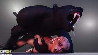 Sexy Babe Mates with Furry Monster | Humongous Dong Monster | 3D Porn Sleazy Life