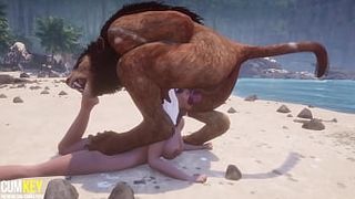 Busty skank Breeds with Furry on the beach | Massive Meat Monster | 3D Porn Nasty Life