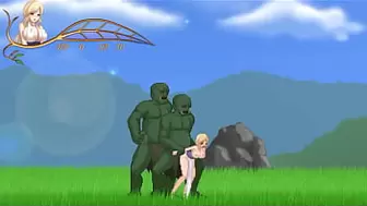 Charming blonde whore having sex with orks dudes in Unh disaster asian cartoon game