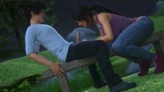 Stepsister bj in the park - milfy city porn game