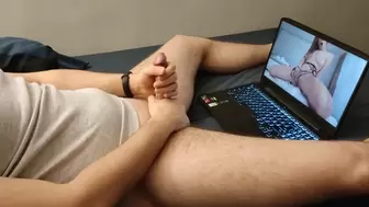Husband is jerking off while watching porn