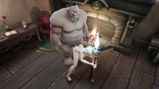 Hot Witch with Silver Hair take Ogre Prick from booty | Warcraft Porn Parody
