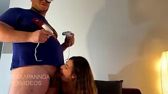 I lick and fuck my stepbrother while he watches VR porn