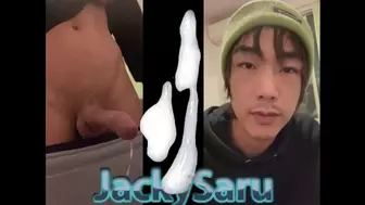 oriental husband watching jp porn to wank off hard. jizz drooping (+o+)