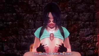 Lara Croft venturing on a prick (Tomb Raider)