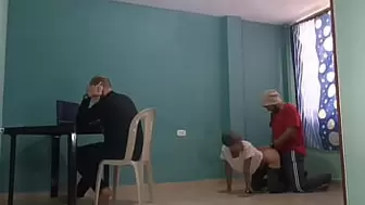 stepmother ends up fucking her stepson while his friend is on the computer